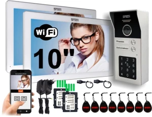 Wideodomofon dwurodzinny Cyfrowy 2-żyłowy  WiFi TWIN 5TECH VIRGO 10" biały