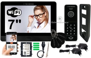 Wideodomofon WiFi Revizoom 7'' czarny, czytnik, szyfrator. RM-T471HD BLACK + RC-411HD-CK