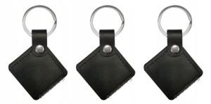3x Brelok Pastylka  skóra czarny kwadrat RFID MIFARE 13,56 MHz