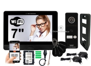Wideodomofon WiFi Revizoom 7'' czarny, czytnik. RM-T471HD BLACK + RC-411HD-C