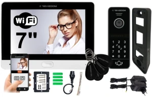 Wideodomofon WiFi Revizoom 7'' biały, czytnik, szyfrator. RM-T471HD WHITE + RC-411HD-CK