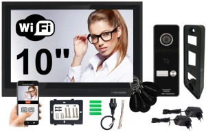 Wideodomofon WiFi Revizoom 10'' czarny, czytnik. RM-T402HD BLACK + RC-411HD-C
