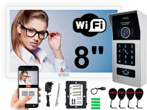 Cyfrowy 2-żyłowy wideodomofon WiFi TWIN 5TECH VIRGO ONE PLUS 8" biały