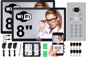 Wideodomofon dwurodzinny 5TECH AHD WiFi 2x VERUS ONE PLUS czarny 8" + 84222-2 Czytnik kart Szyfrator