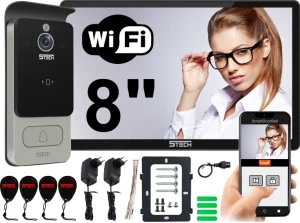 Wideodomofon AHD WiFi 5TECH 8" Czytnik kart 84228C Czarny VERUS ONE PLUS
