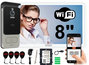 Wideodomofon 5TECH Cyfrowy TWIN WiFi VIRGO ONE PLUS biały 8" Czytnik Szyfrator 82228C