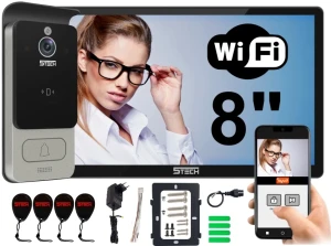 Wideodomofon 5TECH Cyfrowy TWIN WiFi VIRGO ONE PLUS czarny 8" Czytnik Szyfrator 82228C