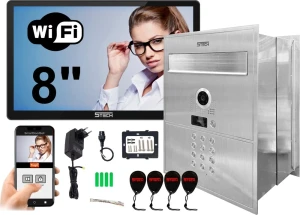 Cyfrowy 2-żyłowy wideodomofon 8'' WiFi ze skrzynką na listy, czarny TWIN 5TECH VIRGO ONE PLUS 82218-N