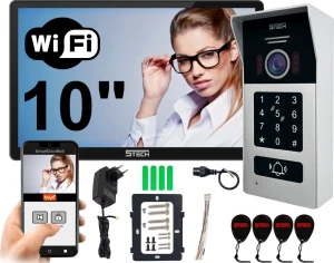 Cyfrowy 2-żyłowy wideodomofon WiFi TWIN 5TECH VIRGO PLUS 10" czarny