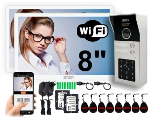 Wideodomofon dwurodzinny Cyfrowy 2-żyłowy  WiFi TWIN 5TECH VIRGO ONE PLUS 8" biały