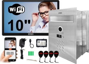 Cyfrowy 2-żyłowy wideodomofon 10'' WiFi ze skrzynką na listy, czarny TWIN 5TECH VIRGO PLUS 82218-N 