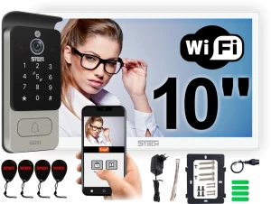 Wideodomofon 5TECH Cyfrowy TWIN WiFi VIRGO biały 10" Czytnik kart Szyfrator 82228