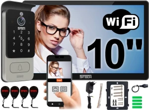 Wideodomofon 5TECH Cyfrowy TWIN WiFi VIRGO PLUS czarny 10" Czytnik kart Szyfrator 82228