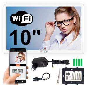 Cyfrowy 2-żyłowy monitor wideodomofonu WiFi TWIN 5TECH VIRGO PLUS 10" biały