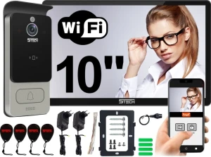 Wideodomofon AHD WiFi VERUS PLUS czarny 10" + 84228C Czytnik 5TECH