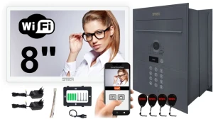 Wideodomofon 5TECH AHD WiFi VERUS ONE PLUS biały 8" + 84218G Skrzynka antracyt