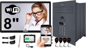 Wideodomofon 5TECH AHD WiFi VERUS ONE PLUS czarny 8" + 84218G Skrzynka antracyt