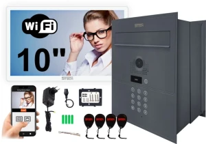 Cyfrowy 2-żyłowy wideodomofon 10'' WiFi ze skrzynką na listy antracyt, biały TWIN 5TECH VIRGO 82218G