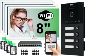 Wideodomofon czterorodzinny 5TECH IP 4 x VERMIS ONE 8'' biały 83253-4