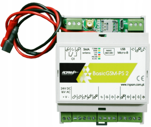 BasicGSM-PS-D4M 2 Moduł powiadomienia i sterowania GSM z zasilaczem na szynę DIN ROPAM 