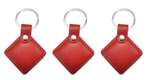 3x Brelok Pastylka  skóra czerwony kwadrat RFID 125kHz