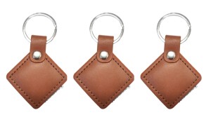 3x Brelok Pastylka  skóra brązowy kwadrat RFID 125kHz