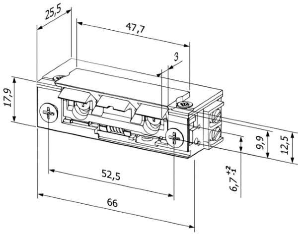 elektrozaczep do wąskiego profilu f12r-c