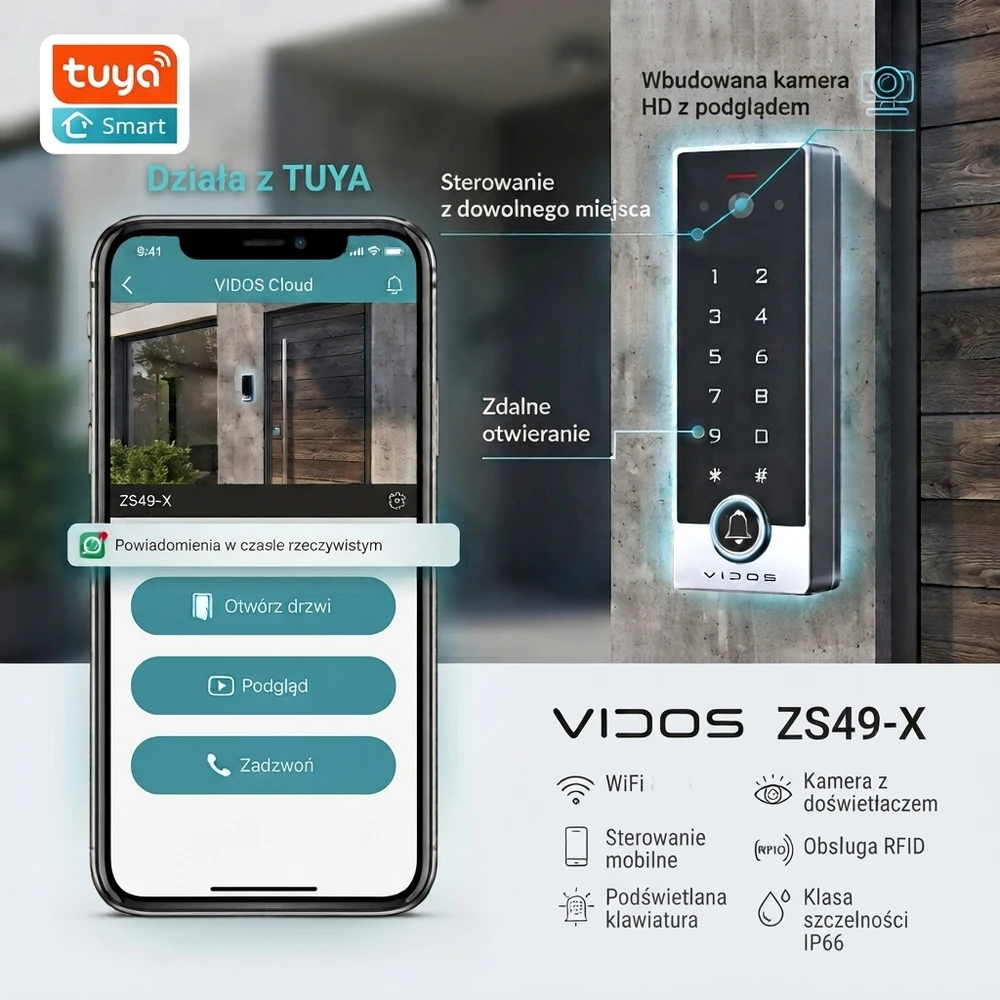 vidos zs49-x zamek z kamerą